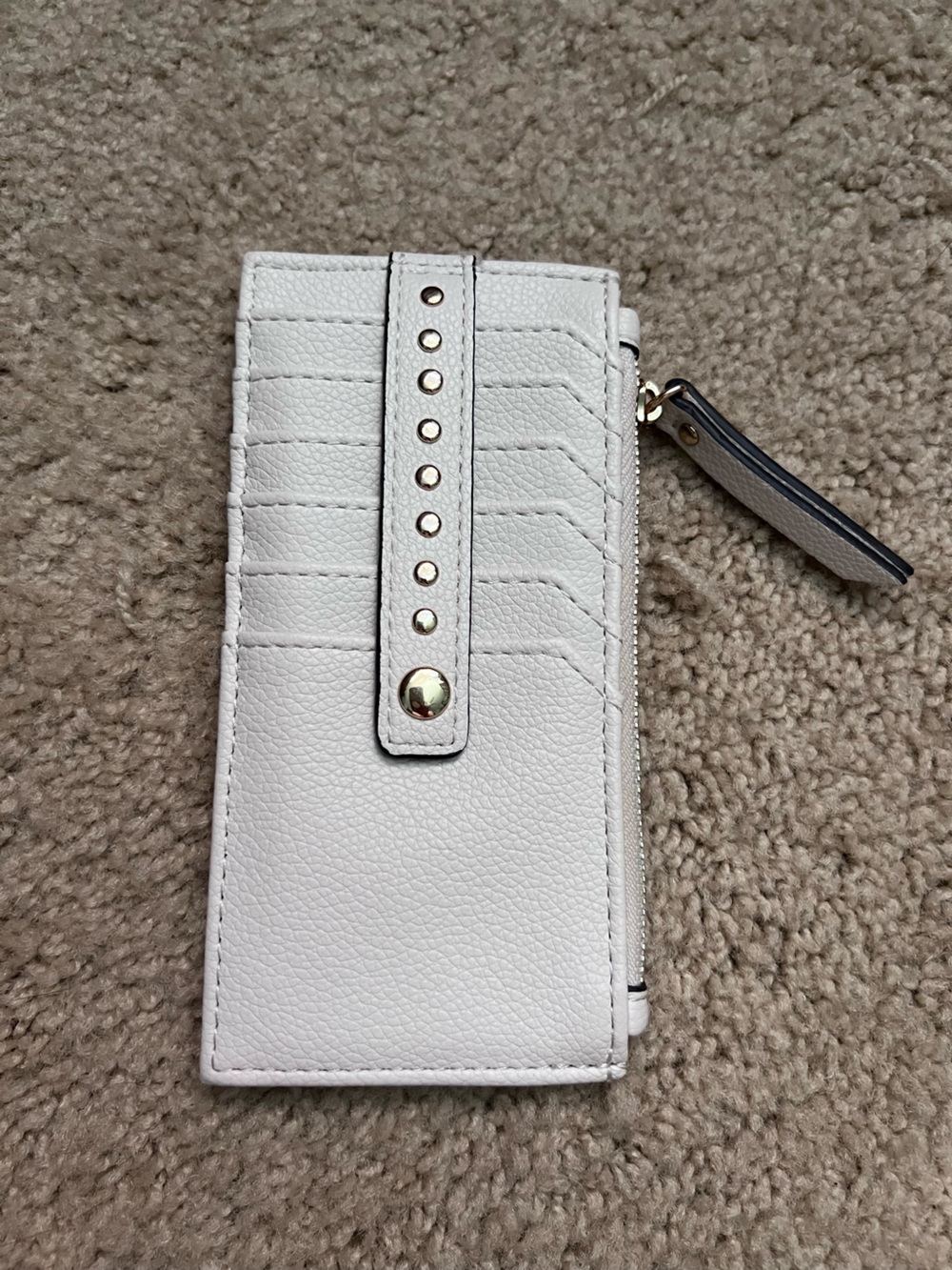 Cream/off white Women's Zip Wallet with Studded Strap
